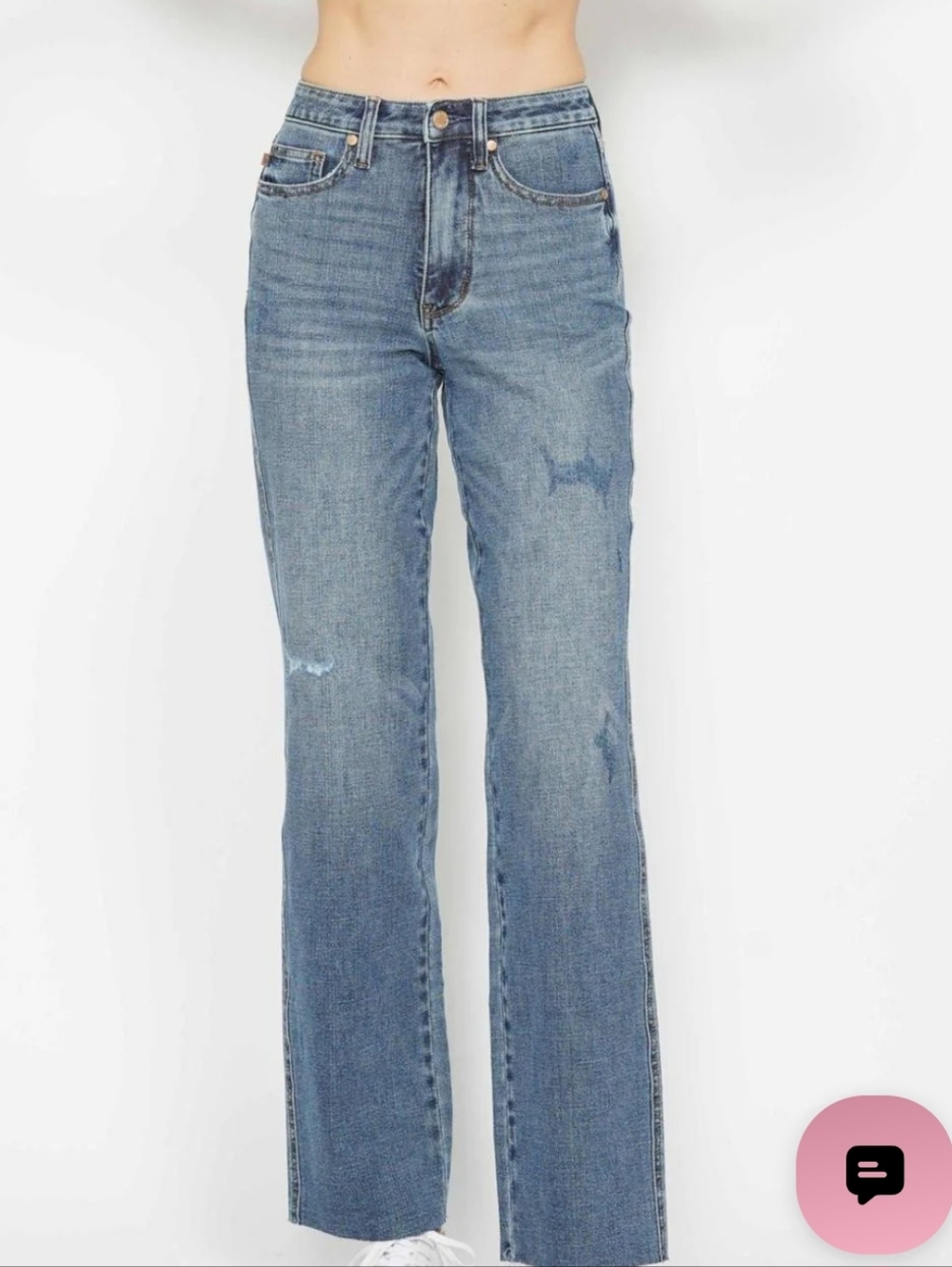 Judy Blue High-Rise Tummy Control Raw Hem Straight Leg Women's Blue Jeans Sz. 31